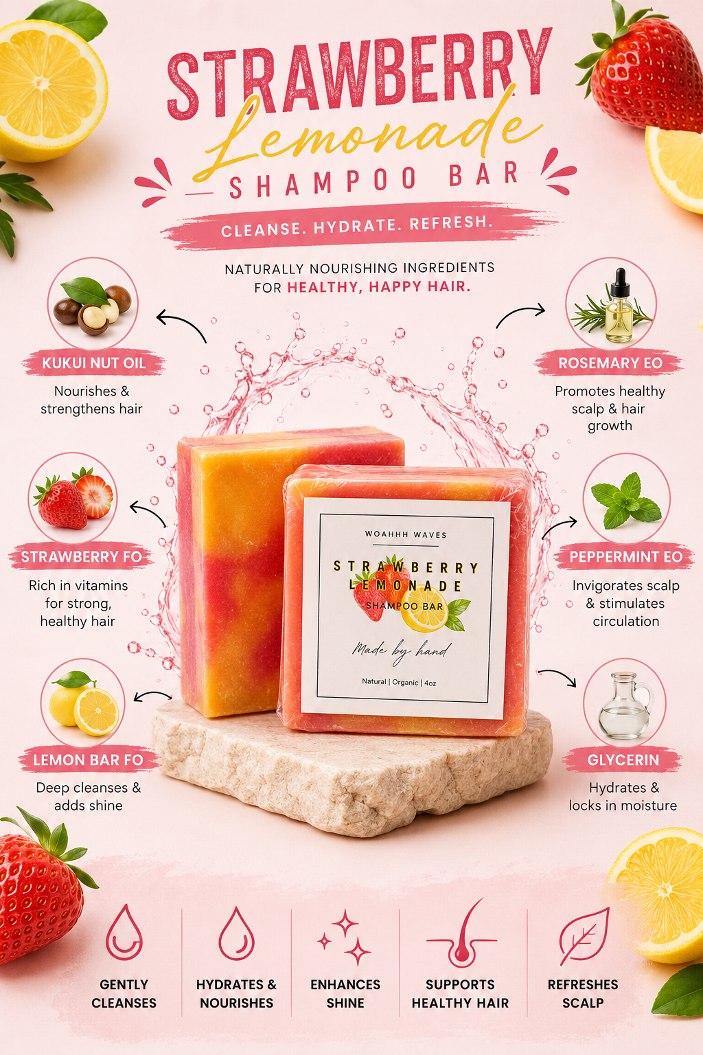 Strawberry Lemonade Shampoo Bar